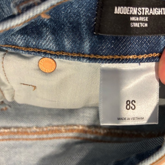 Express Blue Straight Distressed Jeans, size 8 - Picture 9 of 10